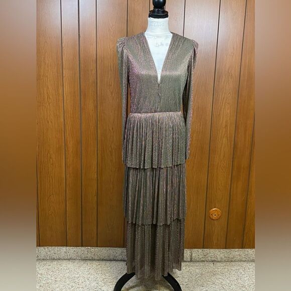 Sabina Musáyev Carry Tiered Metallic Dress size L - Picture 3 of 11